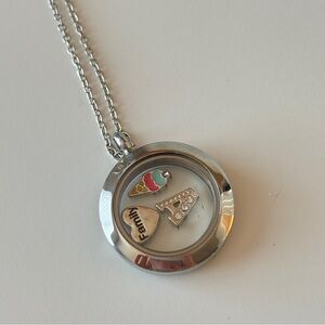 Silver Origami Owl Capsule Locket Necklace with Charms